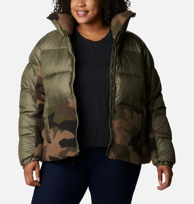 Women's Columbia Leadbetter Point Sherpa Hybrid Jackets Olive | Plus Size CA-H4L1C